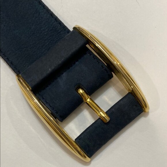 Karl Lagerfeld Suede belt Blue and Gold Statement Belt - Picture 13 of 14